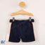 Bab Clb White & Navy Blue Kangaroo Pocket Terry Shorts 8821