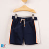 Bab Clb White & Navy Blue Kangaroo Pocket Terry Shorts 8821