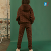 HF Down Shoulder Short Brown Fleece Hoodie 9924