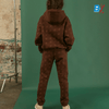 HF Down Shoulder Short Brown Fleece Hoodie 9924