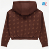 HF Down Shoulder Short Brown Fleece Hoodie 9924