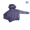 HF Rough Edge Sleeves Print Short Grey Fleece Hoodie 9930