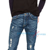 ZR Man Mid Blue Ripped Stretch Denim Skinny Fit