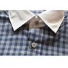 SOL White Collar Dark Blue Small Check Cotton Casual Shirt