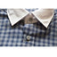 SOL White Collar Dark Blue Small Check Cotton Casual Shirt