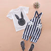 CN Blue White Stripes Hands Dungaree With T-Shirt 2 Piece Set 10818