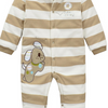 Austa Applic Puppy Brown & White Stripe Warm Romper 7899