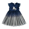 VKT Unicorn Print Two Tone And Stars Bottom Blue Frock 6044