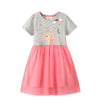 J Meters Unicorn Clouds Grey Pink Fancy Frock 5053