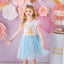 VKT Glitter Unicorn Shinning Blue Bottom White Frock 6020