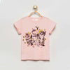 HM Glitter Heart Cats Print Light Pink Tshirt 7065