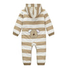 Austa Applic Puppy Brown & White Stripe Warm Romper 7899