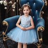 XB Top Embroidered Aplic Flowers Light Blue Fairy Frock 9248