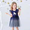 VKT Unicorn Print Two Tone And Stars Bottom Blue Frock 6044
