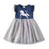 VKT Star Unicorn Print Grey Bottom Blue Frock 6046