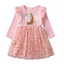 VKT Aplic Unicorn Pink Heart Fancy Full Sleeves Frock 8731