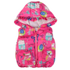 Y5 Animal & Birds Voices Sleeveless Hooded Shocking Pink Puffer Jacket 7661