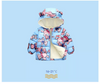 LD All Over Brown Bear Full Sleeves Sky Blue Puffer Jacket 8340