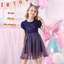 VKT Rainbow Unicorn Navy Frock 6048