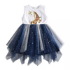 VKT Embroidered Gold Unicorn Galaxy Frills Frock 8726