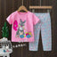 JJB Floral Rabbit Pink & Grey 2 PC Shorts Set 9679