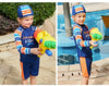 ISD Kids Navy Blue and Orange Side Panel Swimsuit Without Cap 9732