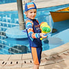 ISD Kids Navy Blue and Orange Side Panel Swimsuit Without Cap 9732