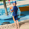 ISD Kids Navy Blue and Orange Side Panel Swimsuit Without Cap 9732