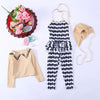 ISD Black & White Frill Jump Swimsuit With Skin Inner & Cap 9735