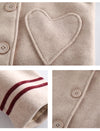 TZM Heart Pockets Maroon Piping Beige Coat 10542