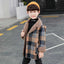 Cute Kids Blue & Brown Check Wool Inside Warm Coat 10525