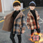 Cute Kids Blue & Brown Check Wool Inside Warm Coat 10525