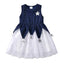 VKT Aplic Stars White And Navy Blue Moon And Star Frock 8718