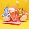 CM Aplic Bunny Face Elastic Grip Blue Warm Slippers 8154