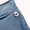 OM Light Blue Front Flower Pocket Denim 1205