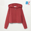 MNG Rough Bottom Lose Maroon Short Zipper Hoodie 9910