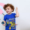 B.X Big Wheel Destroy Working Area Printed Royal Blue Tshirt 5049