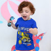 B.X Big Wheel Destroy Working Area Printed Royal Blue Tshirt 5049