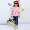 DKY Braid Heart Pink Top With Blue Denim 2 Piece Set 4202