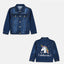 B.X Glitter Back Unicorn Print Dark Blue Denim Jacket 3409