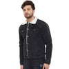 ZA Full Furr Plain Grayish Black Denim Jacket 8027