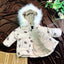 LSN Fruits Print Shimmering Cream Fur Corner Hoodie Puffer Jacket 9807