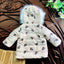 LSN Fruits Print Shimmering Cream Fur Corner Hoodie Puffer Jacket 9807
