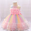 NT Flower Chest Frill Multi Color Pink Frock 9904