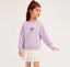 SFR Gliter Heart Down Shoulder Lavender Short Fleece Sweartshirt 9937