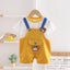 CN Bear Print Mustard Dungaree With White T-Shirt 2 Piece Set 10814