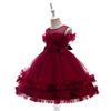 CN Frill Bottom Beads & Flowers Red Fancy Frock 11018