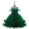 CN Frill Bottom Beads & Flowers Green Fancy Frock 11022
