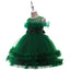 CN Frill Bottom Beads & Flowers Green Fancy Frock 11022