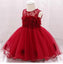 PP Floral Bokeh Front Red Fancy Frock 11013
